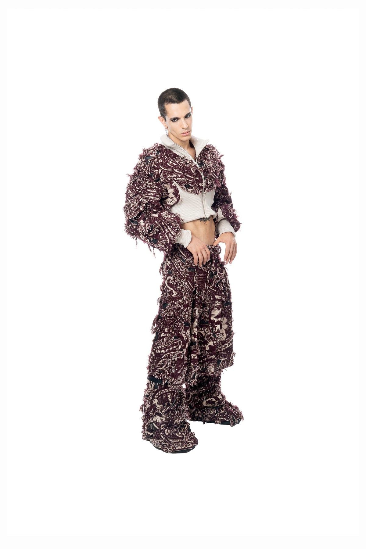 BURGUNDY JACQUARD JORT